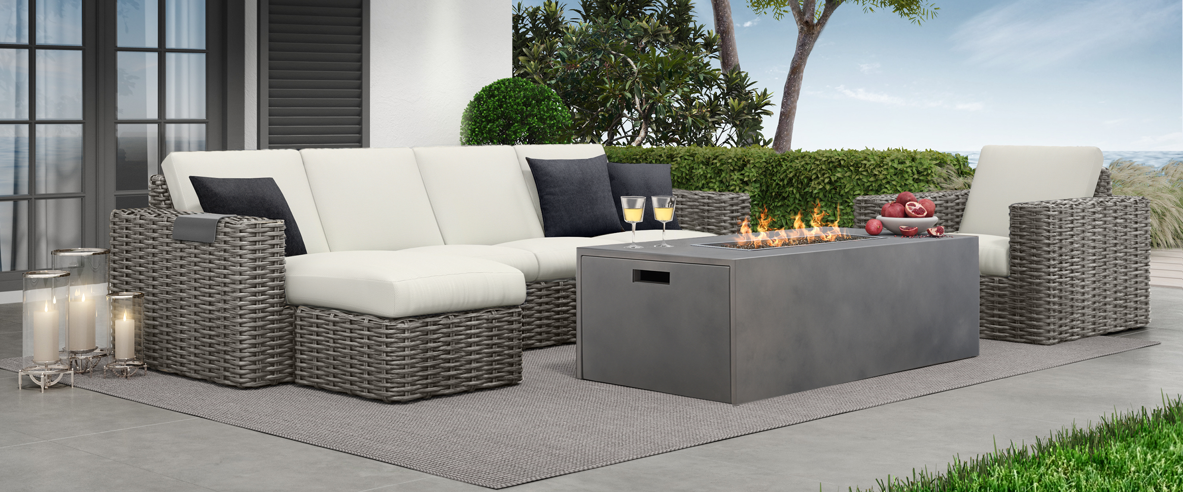 Mia Mia Sofa + Ottoman with Chaise Cushion
