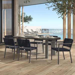 Forano Rect Table Base Smoke + Pompano Slate Top