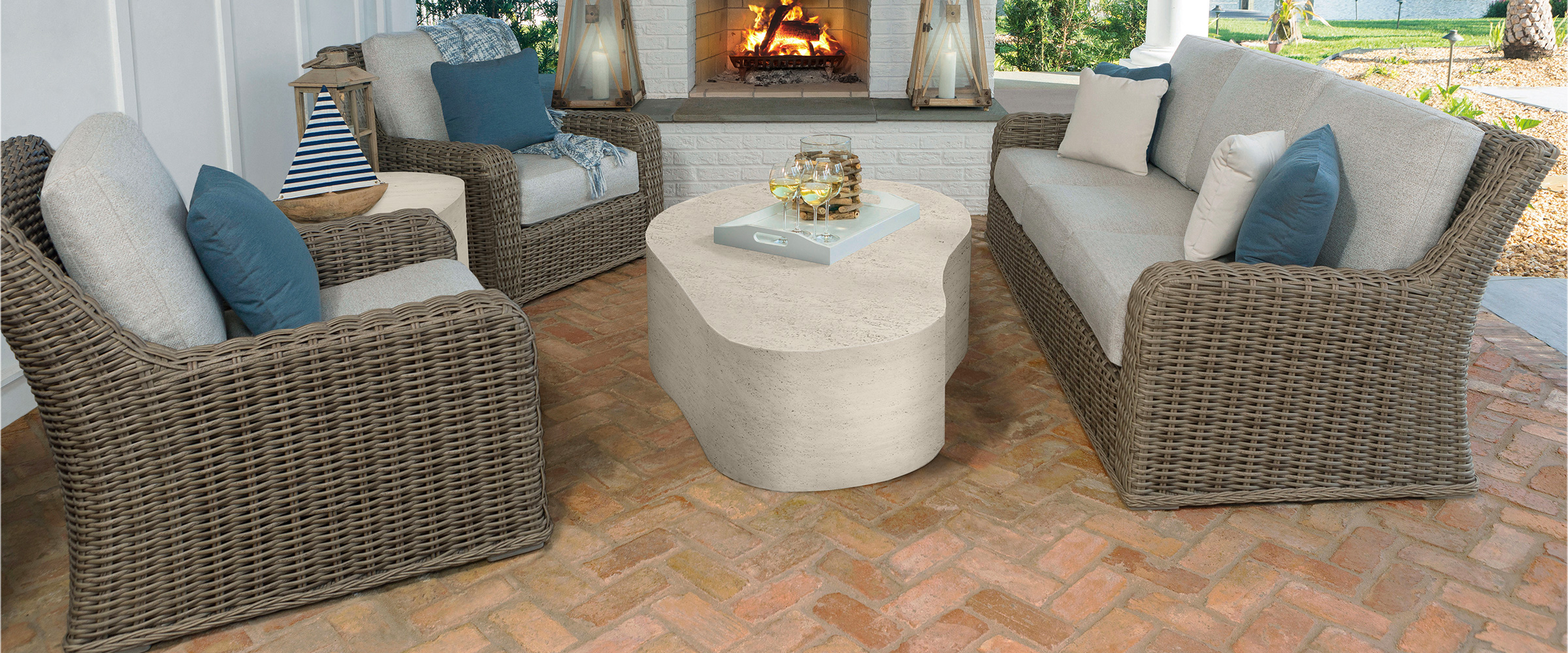 Laurent Seating Driftwood + Tahoe Tables Shell