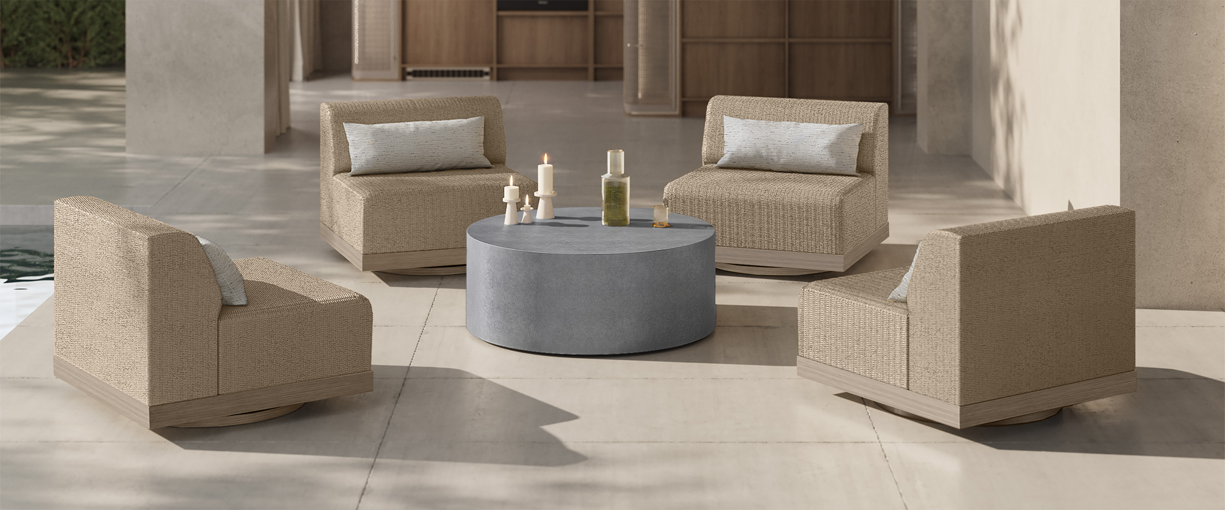Grande Chat Barley Flax Bellino Chat Table Concrete
