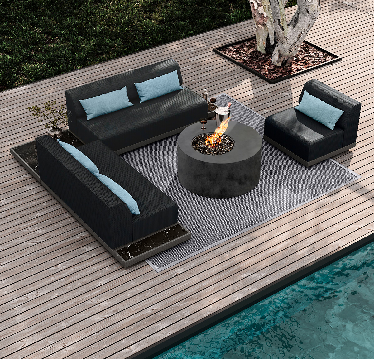 Grande Sectional Coal Smoke HS