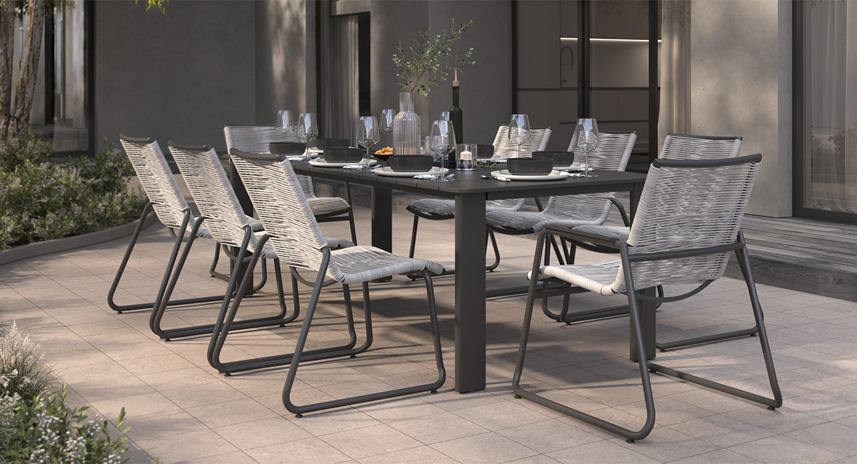Cabana Dining Pearl Onyx + Tolle Dining Table Cabana Dining Pearl Onyx + Tolle Dining Table