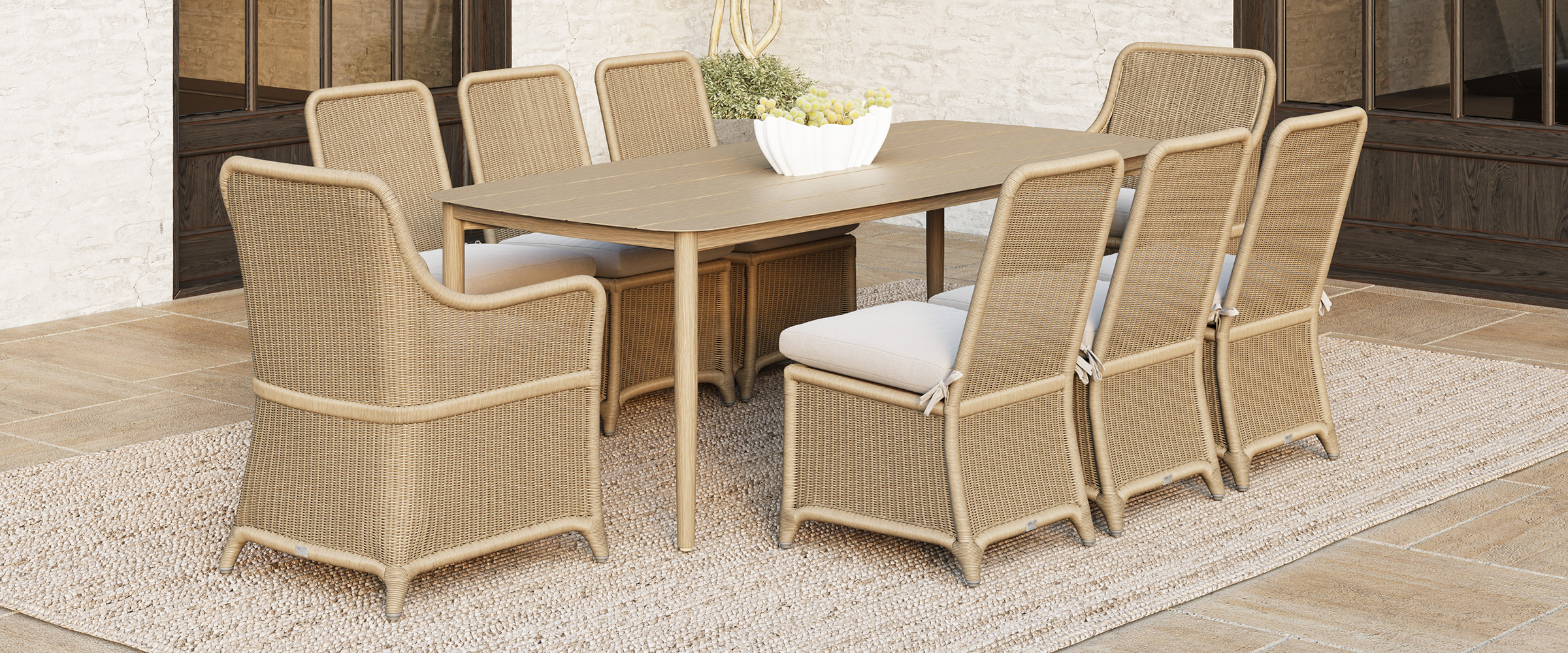 Chateaux Dining Barley + Catania Rectangular Table Flax v2